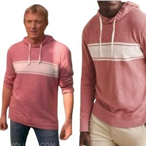 Faherty Summer‎ Red Surf Stripe Slub Hoodie Sweatshirt ASI Kobra Kai Pink Hoodie